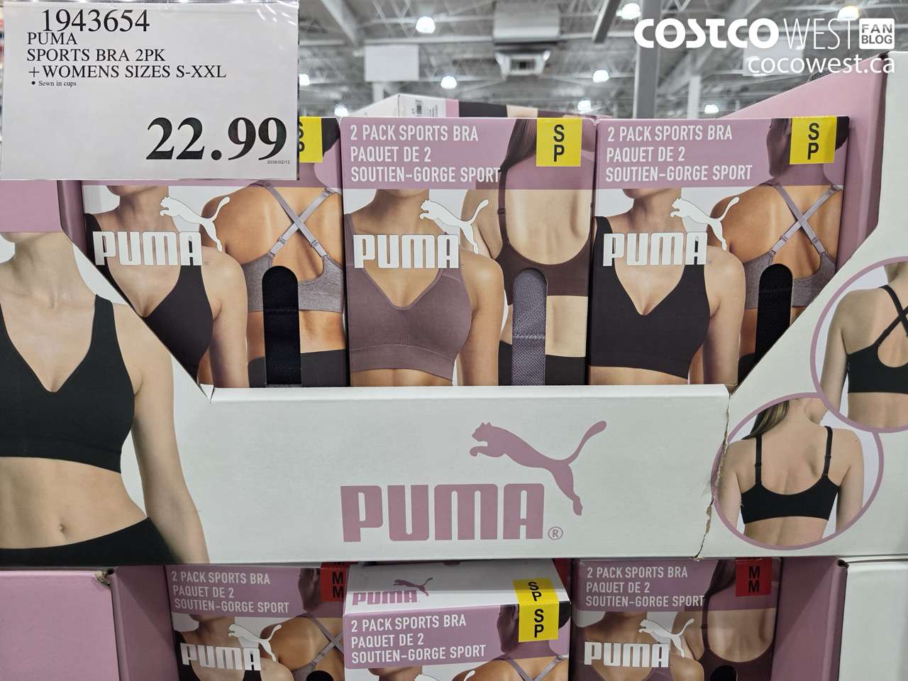 1943654 PUMA SPORTS BRA 2PK + WOMENS SIZES S-XXL $22.99
