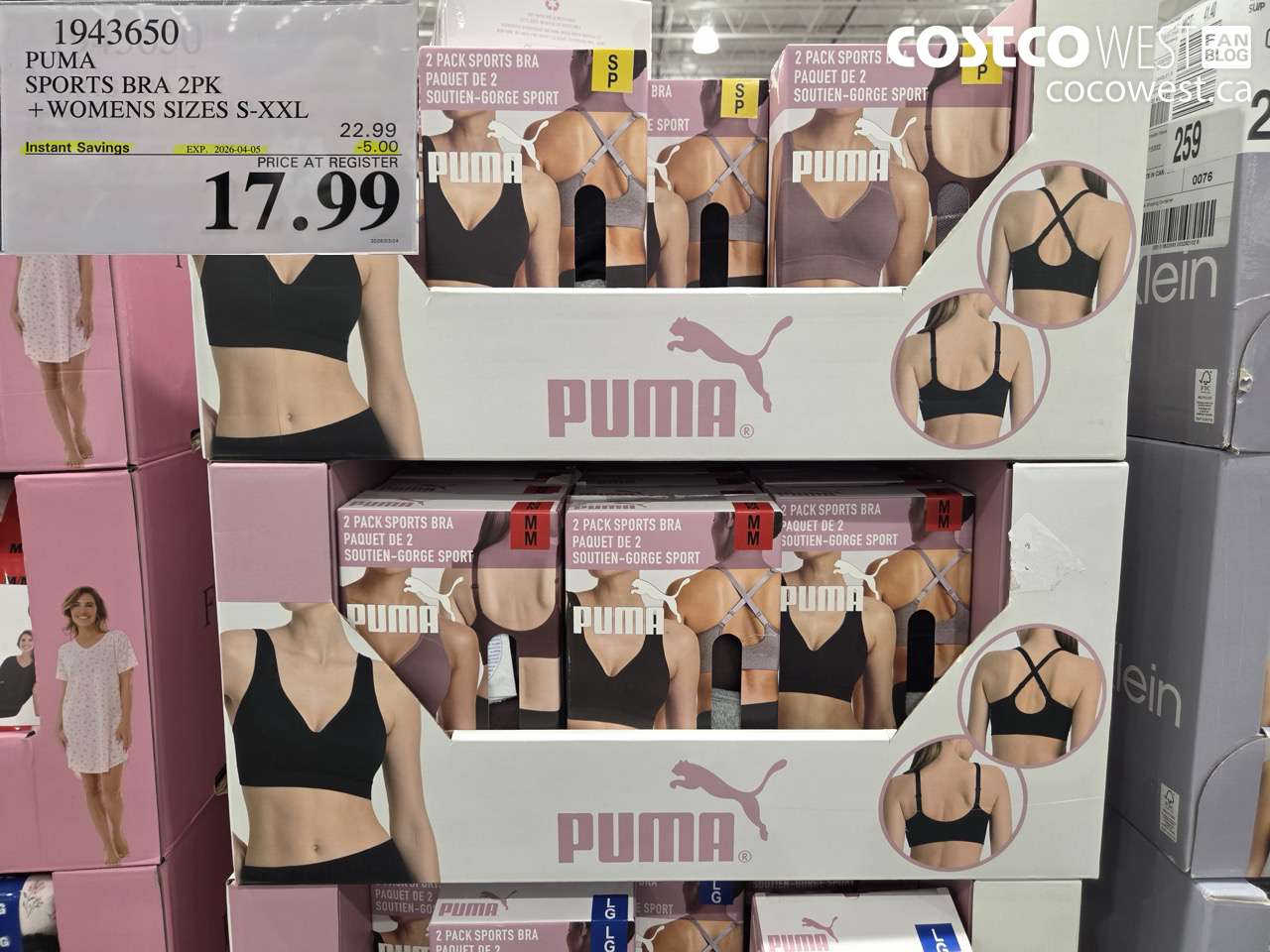 1943650 PUMA SPORTS BRA 2PK + WOMENS SIZES S-XXL ($5.00 INSTANT SAVINGS EXPIRES ON 2026-04-05) $17.99