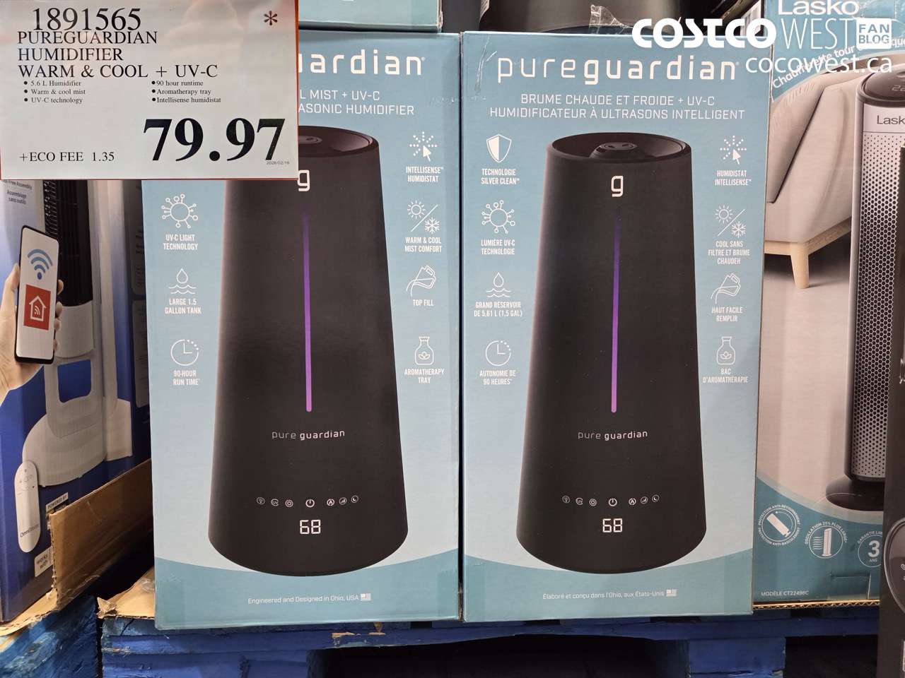 1891565 PUREGUARDIAN HUMIDIFIER WARM & COOL + UV-C $79.97