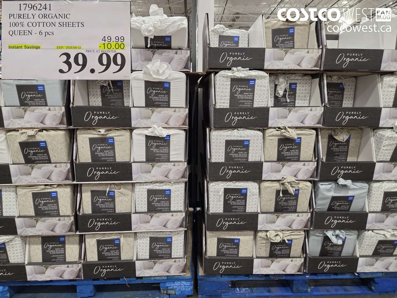 1796241 PURELY ORGANIC 100% COTTON SHEETS QUEEN - 6 PCS ($10.00 INSTANT SAVINGS EXPIRES ON 2026-04-12) $39.99