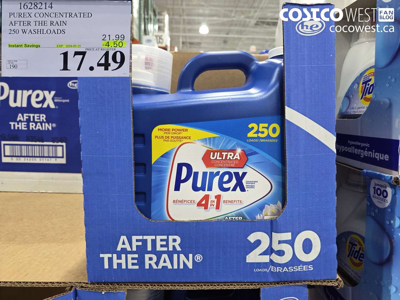 1628214 PUREX CONCENTRATED AFTER THE RAIN 250 WASHLOADS ($4.50 INSTANT SAVINGS EXPIRES ON 2026-03-15) $17.49