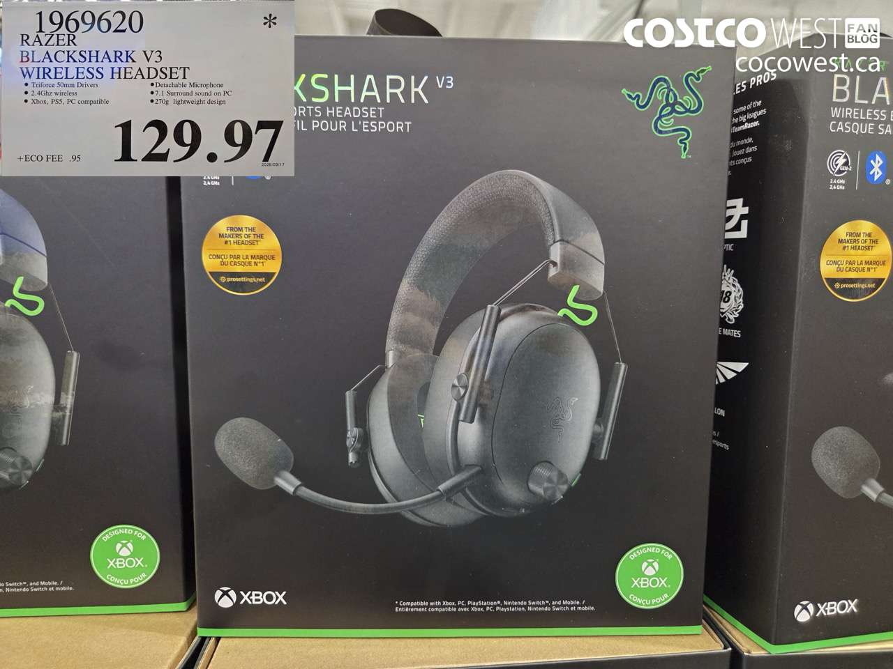 1969620 RAZER BLACKSHARK V3 WIRELESS HEADSET $129.97