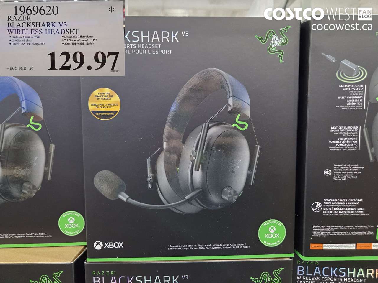 1969620 RAZER BLACKSHARK V3 WIRELESS HEADSET $129.97