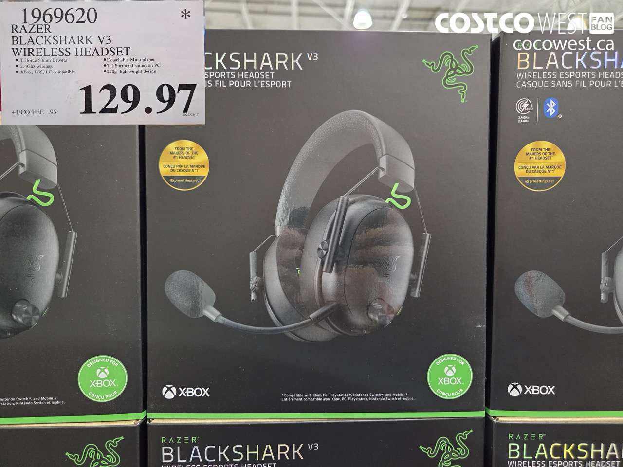 1969620 RAZER BLACKSHARK V3 WIRELESS HEADSET $129.97