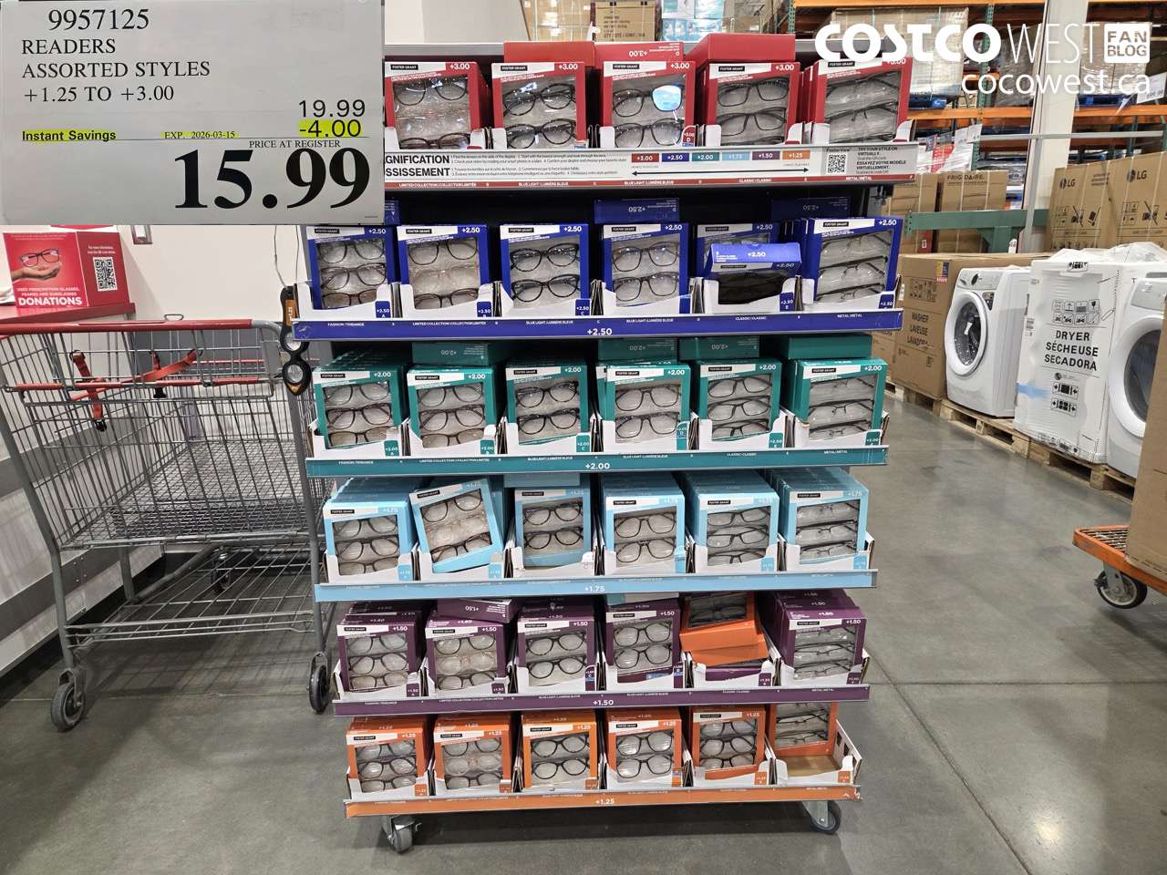 9957125 READERS ASSORTED STYLES +1.25 TO +3.00 ($4.00 INSTANT SAVINGS EXPIRES ON 2026-03-15) $15.99