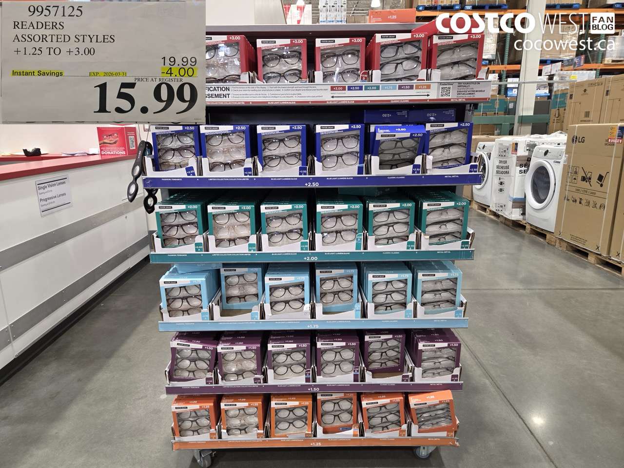 9957125 READERS ASSORTED STYLES +1.25 TO +3.00 ($4.00 INSTANT SAVINGS EXPIRES ON 2026-03-31) $15.99