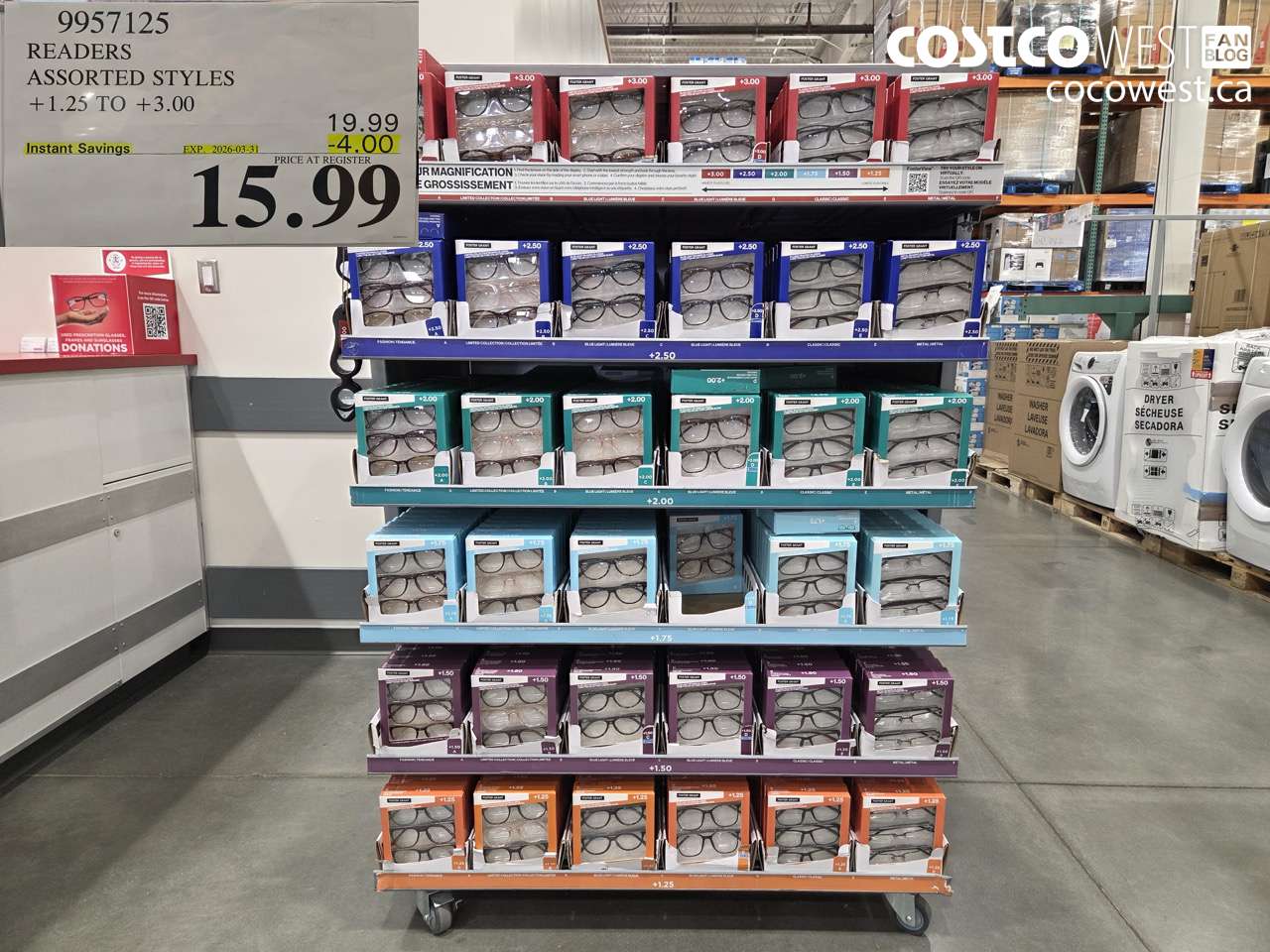 9957125 READERS ASSORTED STYLES +1.25 to +3.00 ($4.00 INSTANT SAVINGS EXPIRES ON 2026-03-31) $15.99