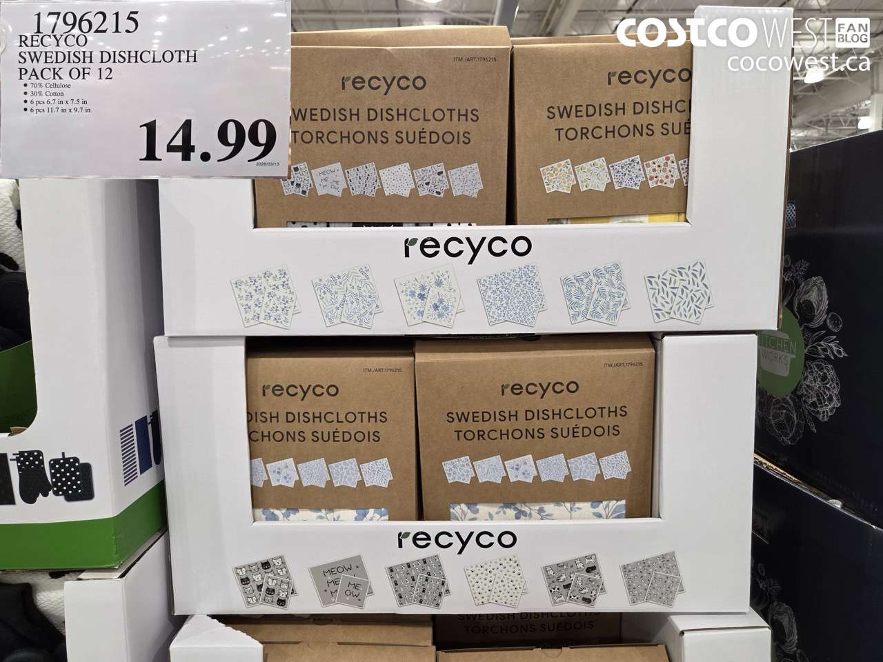 17962115 RECYCO SWEDISH DISHCLOTH PACK OF 12 $14.99