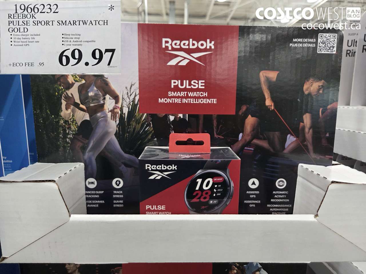 1966232 REEBOK PULSE SPORT SMARTWATCH GOLD $69.97