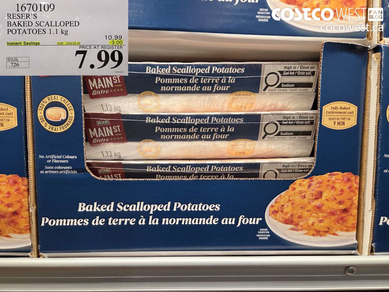 1670109 RESER'S BAKED SCALLOPED POTATOES 1.1 KG ($3.00 INSTANT SAVINGS EXPIRES ON 2026-03-29) $7.99