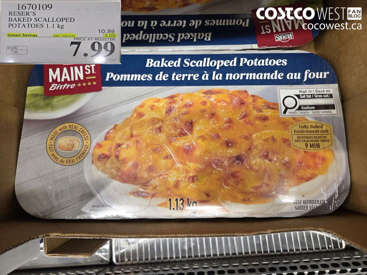 1670109 RESER'S BAKED SCALLOPED POTATOES 1.1 KG ($3.00 INSTANT SAVINGS EXPIRES ON 2026-04-05) $7.99