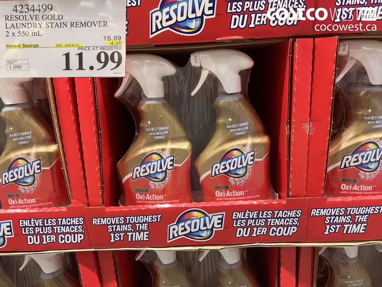 4234499 RESOLVE GOLD LAUNDRY STAIN REMOVER 2 X 550 ML ($4.00 INSTANT SAVINGS EXPIRES ON 2026-04-12) $11.99