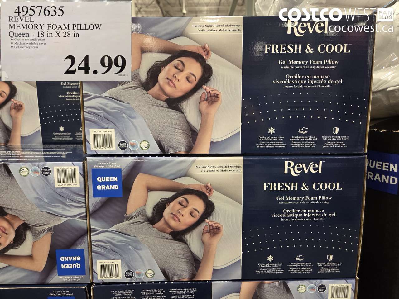 4957635 REVEL MEMORY FOAM PILLOW QUEEN - 18 IN X 28 IN $24.99