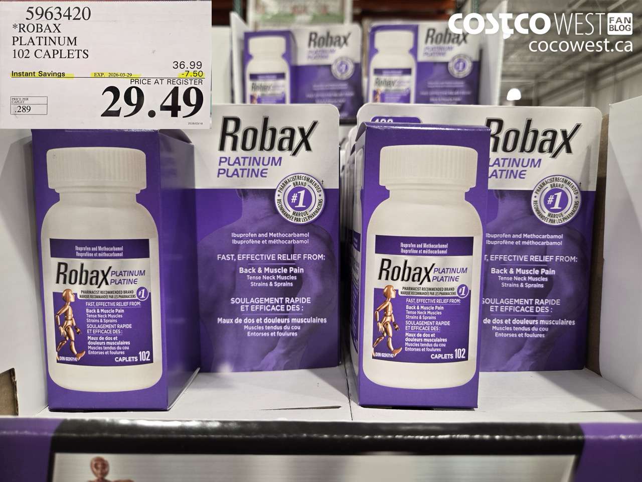 5963420 ROBAX PLATINUM 102 CAPLETS ($7.50 INSTANT SAVINGS EXPIRES ON 2026-03-29) $29.49