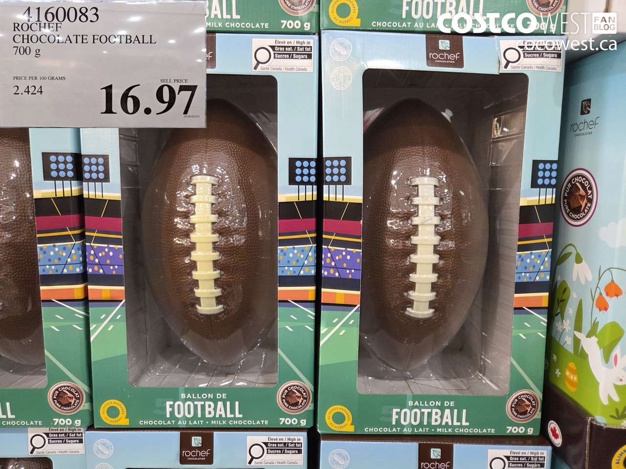 4160083 ROCHEF CHOCOLATE FOOTBALL 700 G $16.97