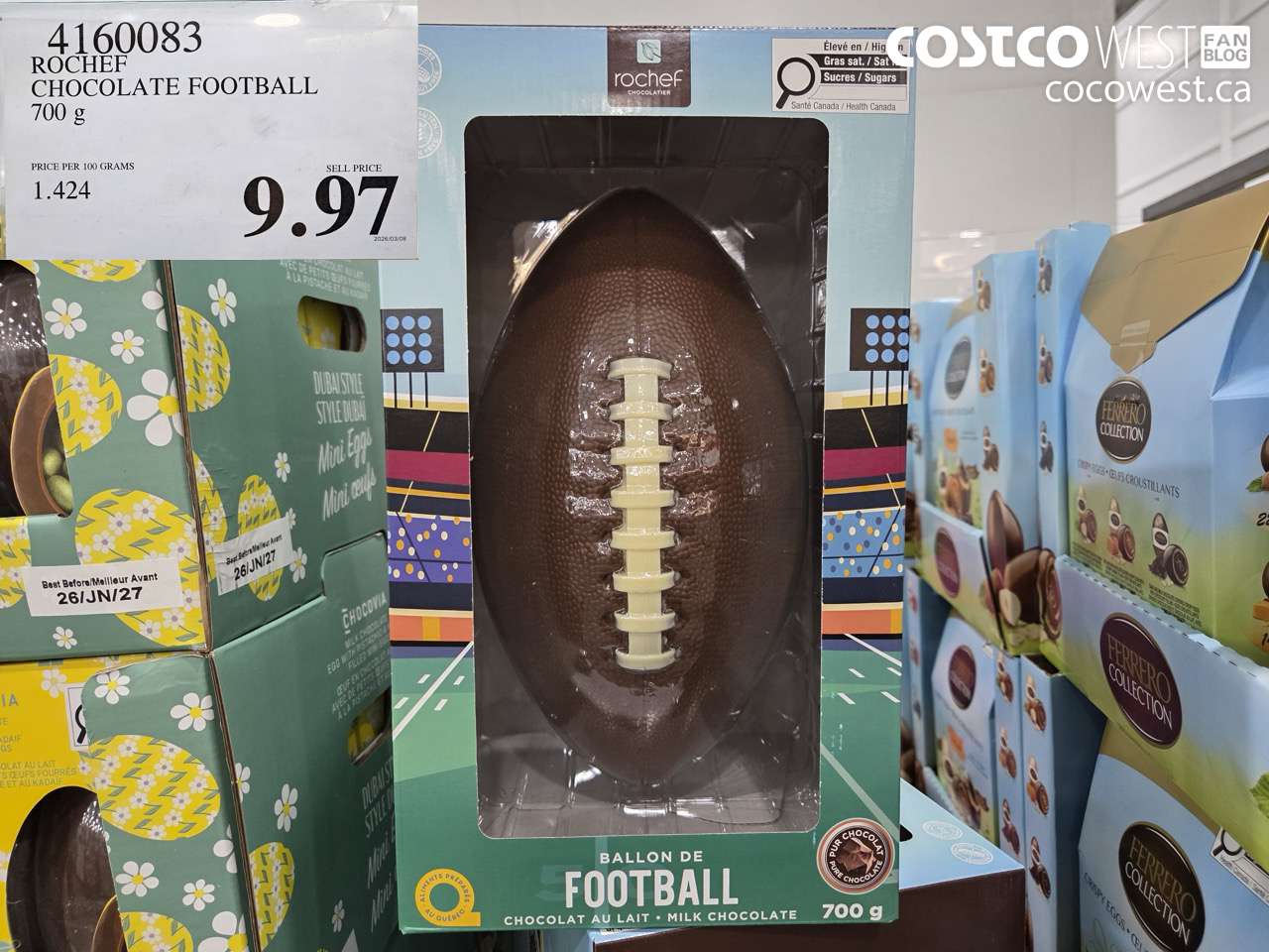 4160083 ROCHEF CHOCOLATE FOOTBALL 700 G $9.97