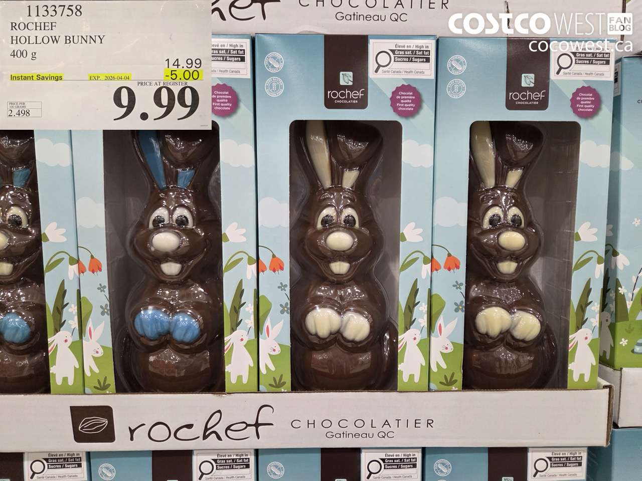 1133758 ROCHEF HOLLOW BUNNY 400 G ($5.00 INSTANT SAVINGS EXPIRES ON 2026-04-04) $9.99