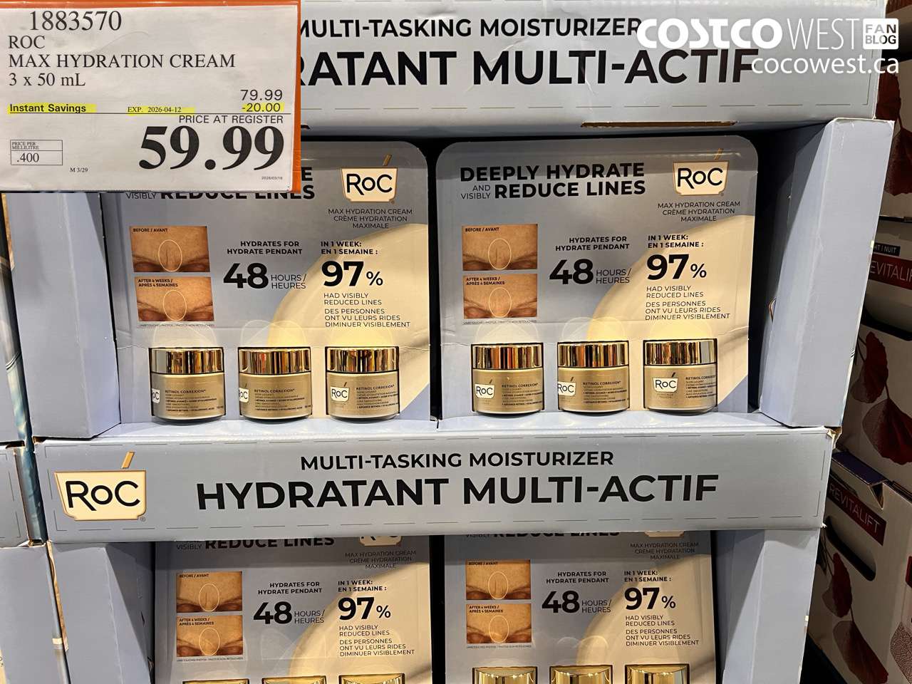 1883570 ROC MAX HYDRATION CREAM 3 X 50 ML ($20.00 INSTANT SAVINGS EXPIRES ON 2026-04-12) $59.99