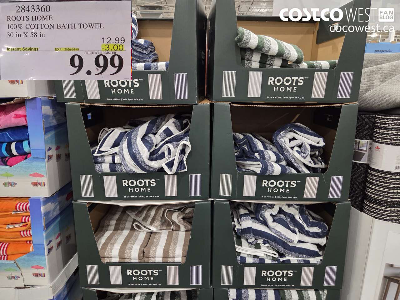 2843360 ROOTS HOME 100% COTTON BATH TOWEL 30 IN X 58 IN ($3.00 INSTANT SAVINGS EXPIRES ON 2026-03-08) $9.99