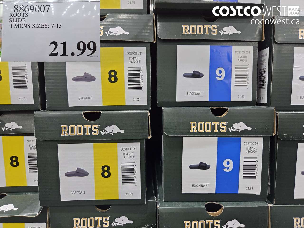 886907 ROOTS SLIDE MENS SIZES 7-13 $21.99