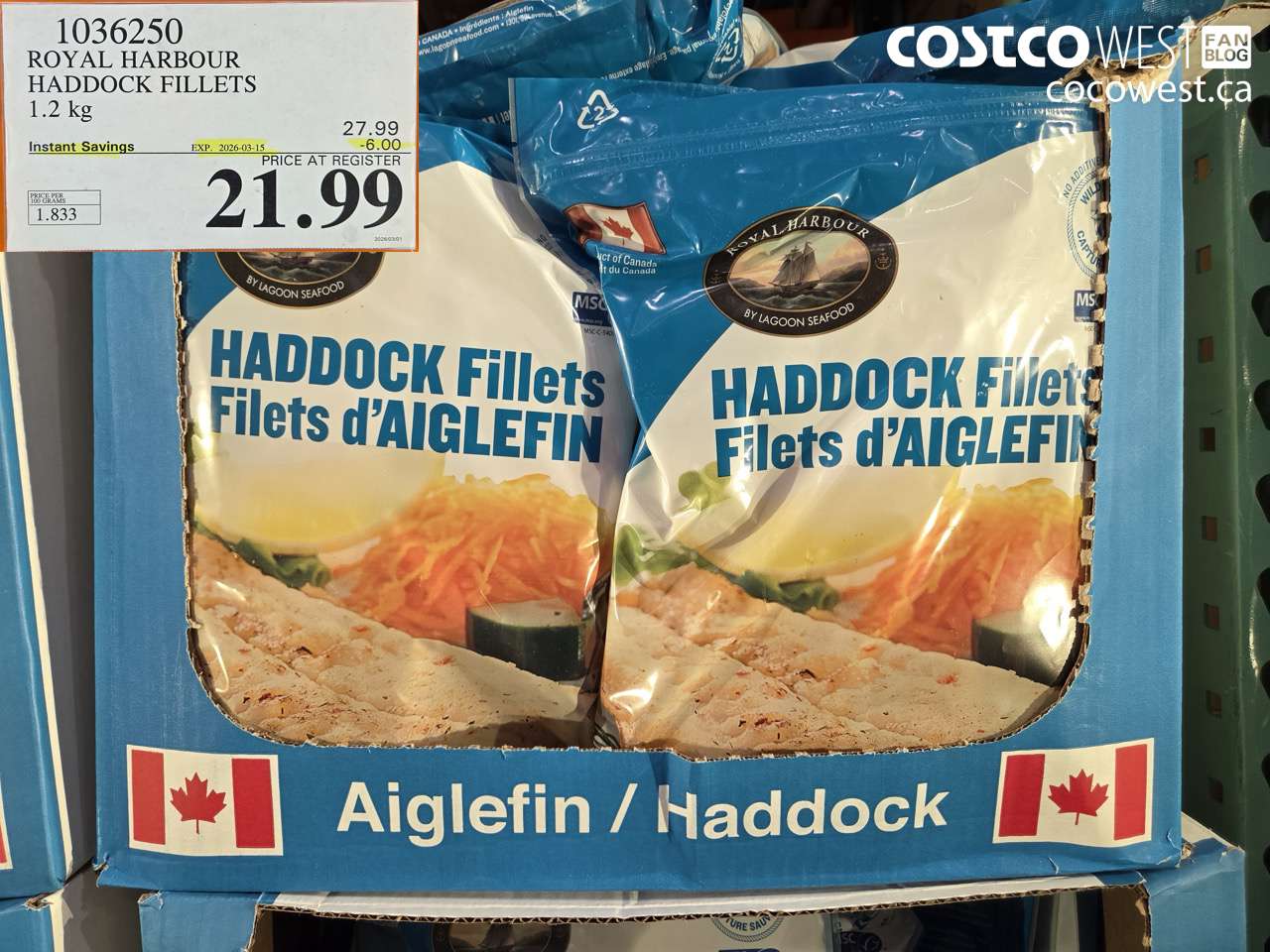 1036250 ROYAL HARBOUR HADDOCK FILLETS 1.2KG ($6.00 INSTANT SAVINGS EXPIRES ON 2026-03-15) $21.99