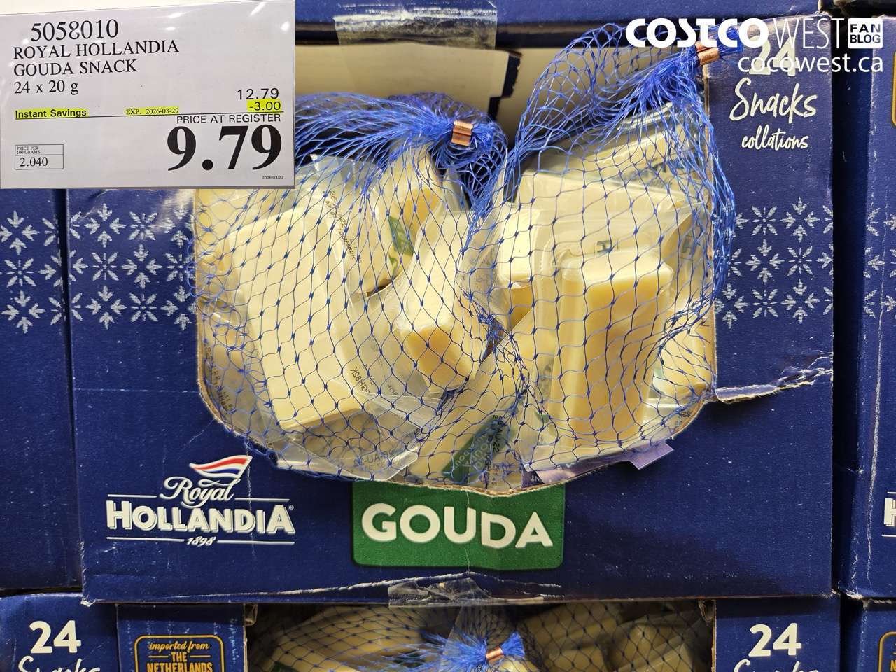 5058010 ROYAL HOLLANDIA GOUDA SNACK 24 X 20G ($3.00 INSTANT SAVINGS EXPIRES ON 2026-03-29) $9.79