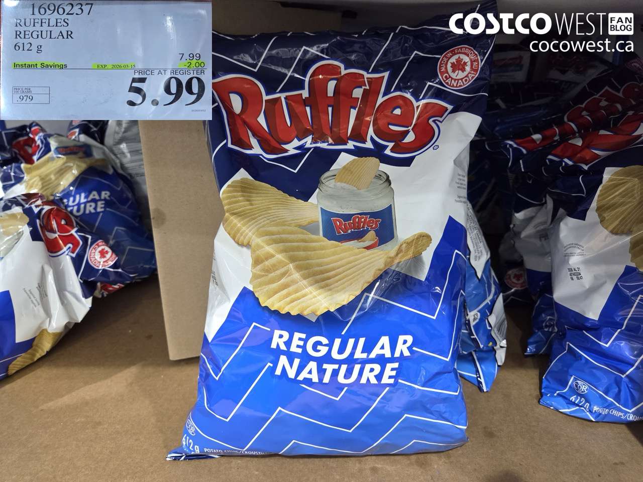 1696237 RUFFLES REGULAR 612 G ($2.00 INSTANT SAVINGS EXPIRES ON 2026-03-15) $5.99