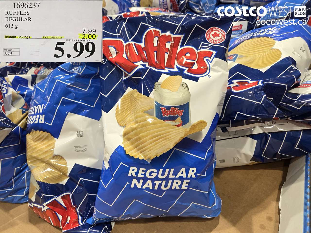 1696237 RUFFLES REGULAR 612 G ($2.00 INSTANT SAVINGS EXPIRES ON 2026-03-15) $5.99