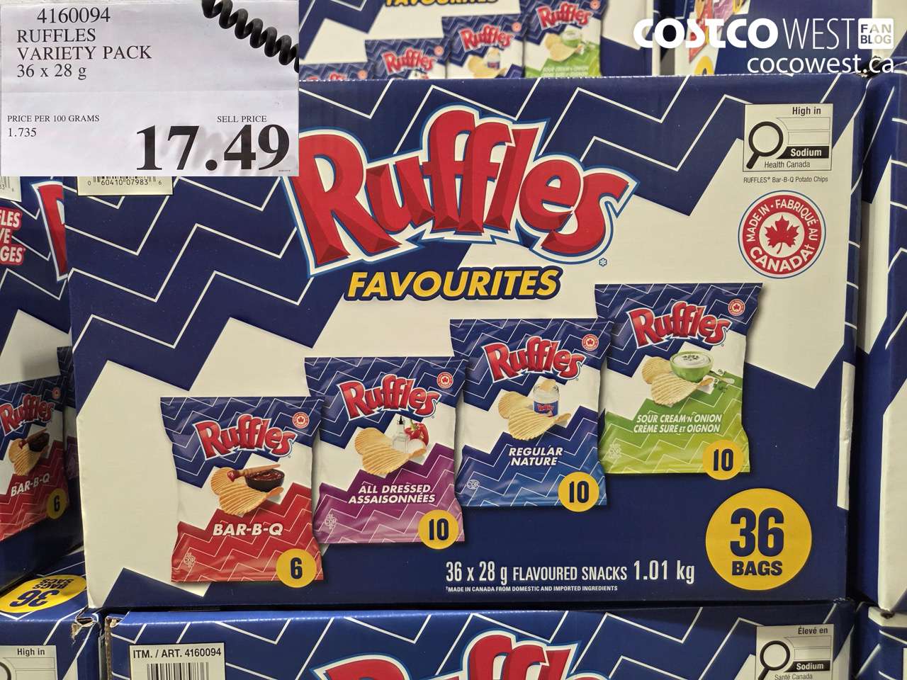 4160094 RUFFLES VARIETY PACK 36 X 28 G $17.49
