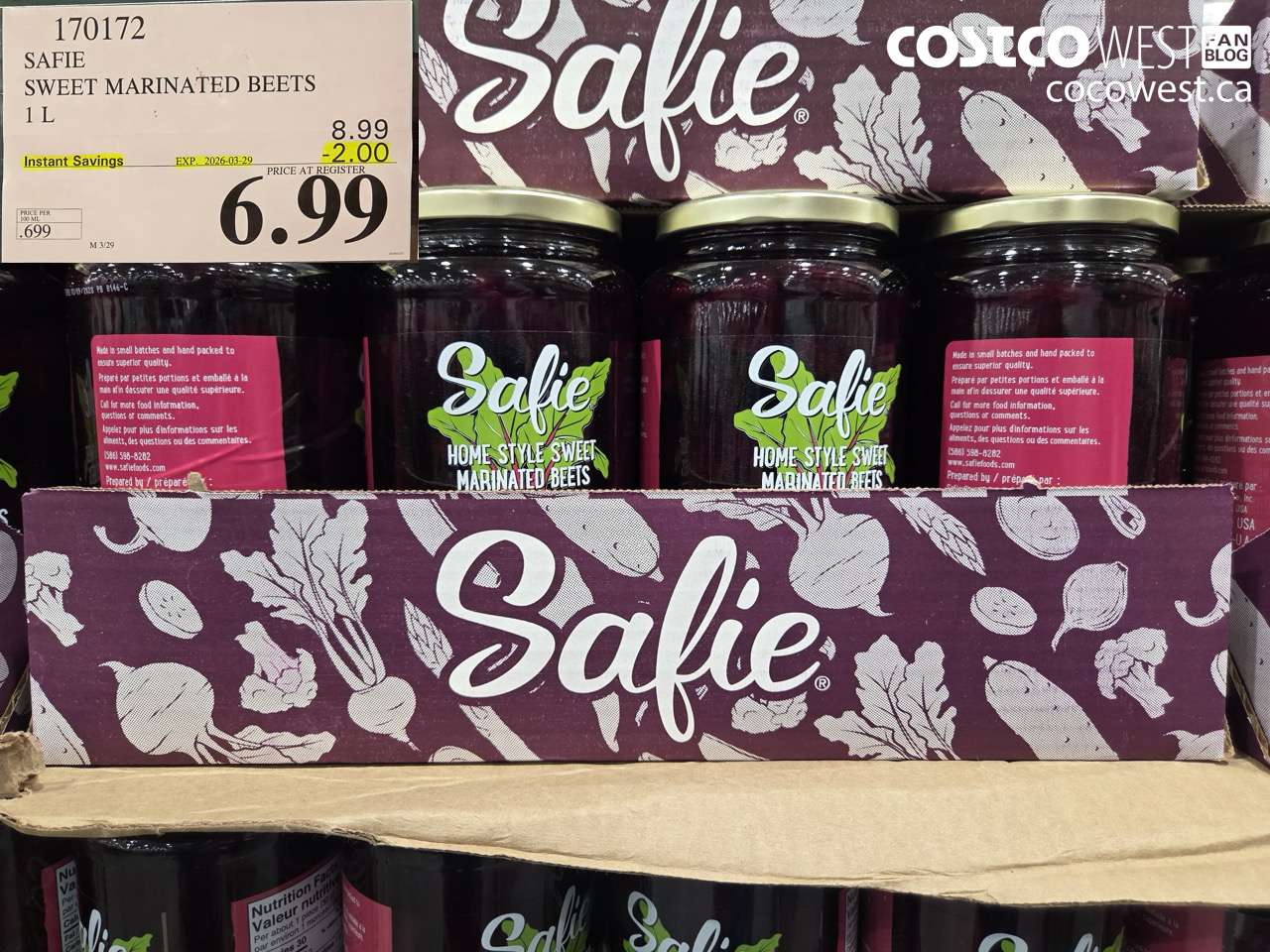 170172 SAFE SWEET MARINATED BEETS 1 L ($2.00 INSTANT SAVINGS EXPIRES ON 2026-03-29) $6.99