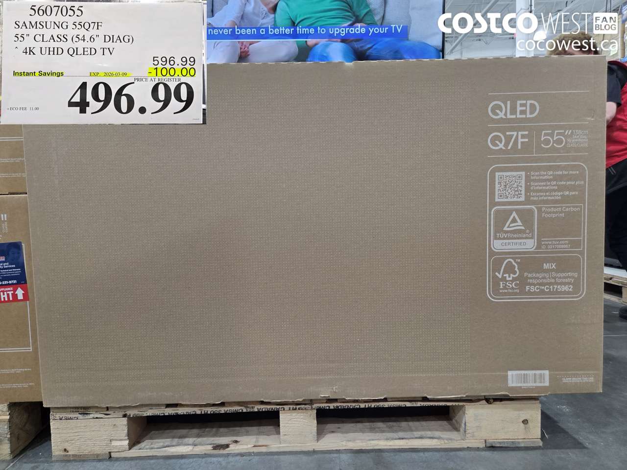 5607055 SAMSUNG 55Q7F 55 CLASS (54.6 DIAG) 4K UHD QLED TV ($100.00 INSTANT SAVINGS EXPIRES ON 2026-03-09) $496.99