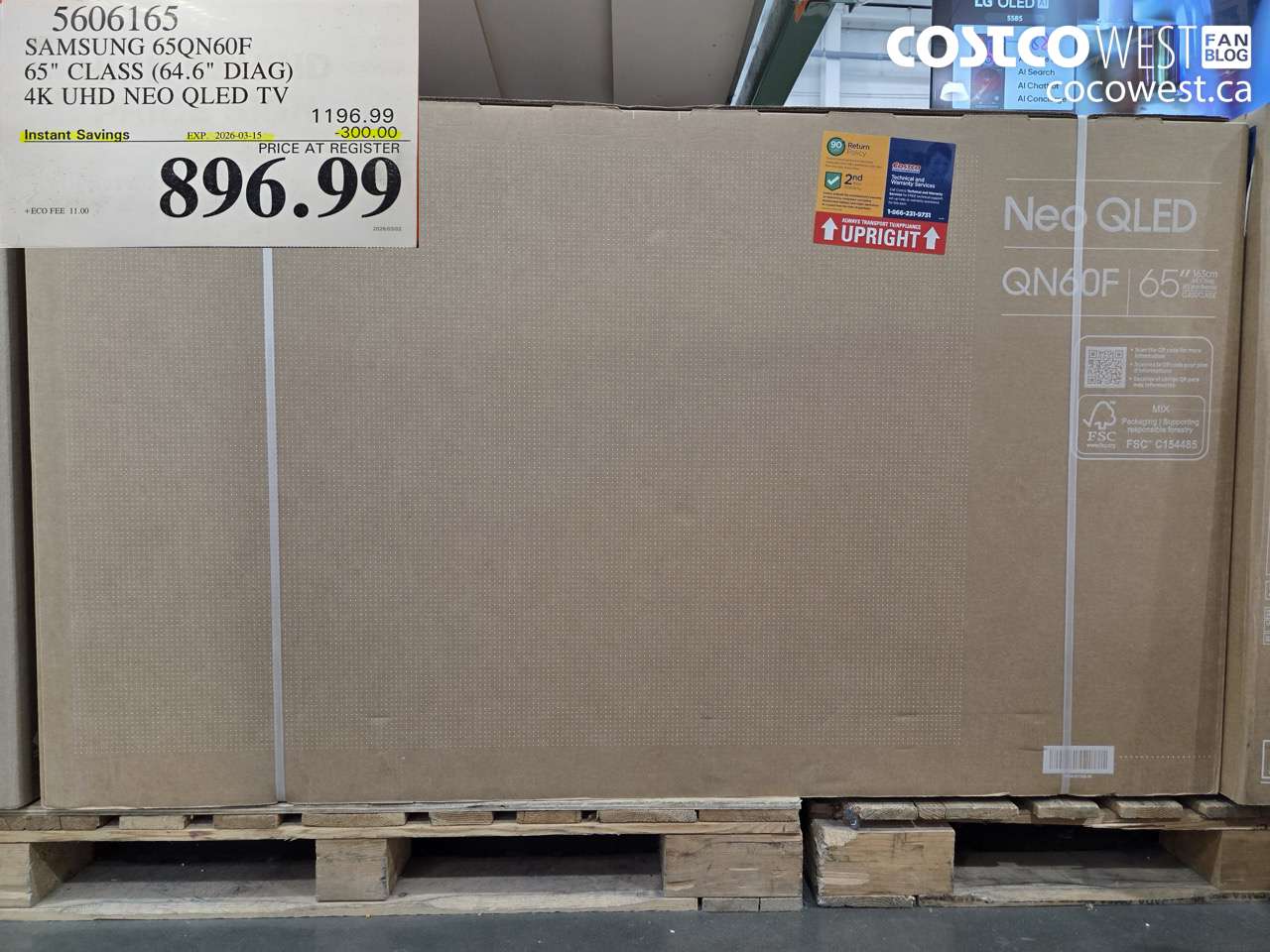 5606165 SAMSUNG 65Q60F 65 CLASS (64.6 DIAG) 4K UHD QLED TV ($300.00 INSTANT SAVINGS EXPIRES ON 2026-03-15) $896.99