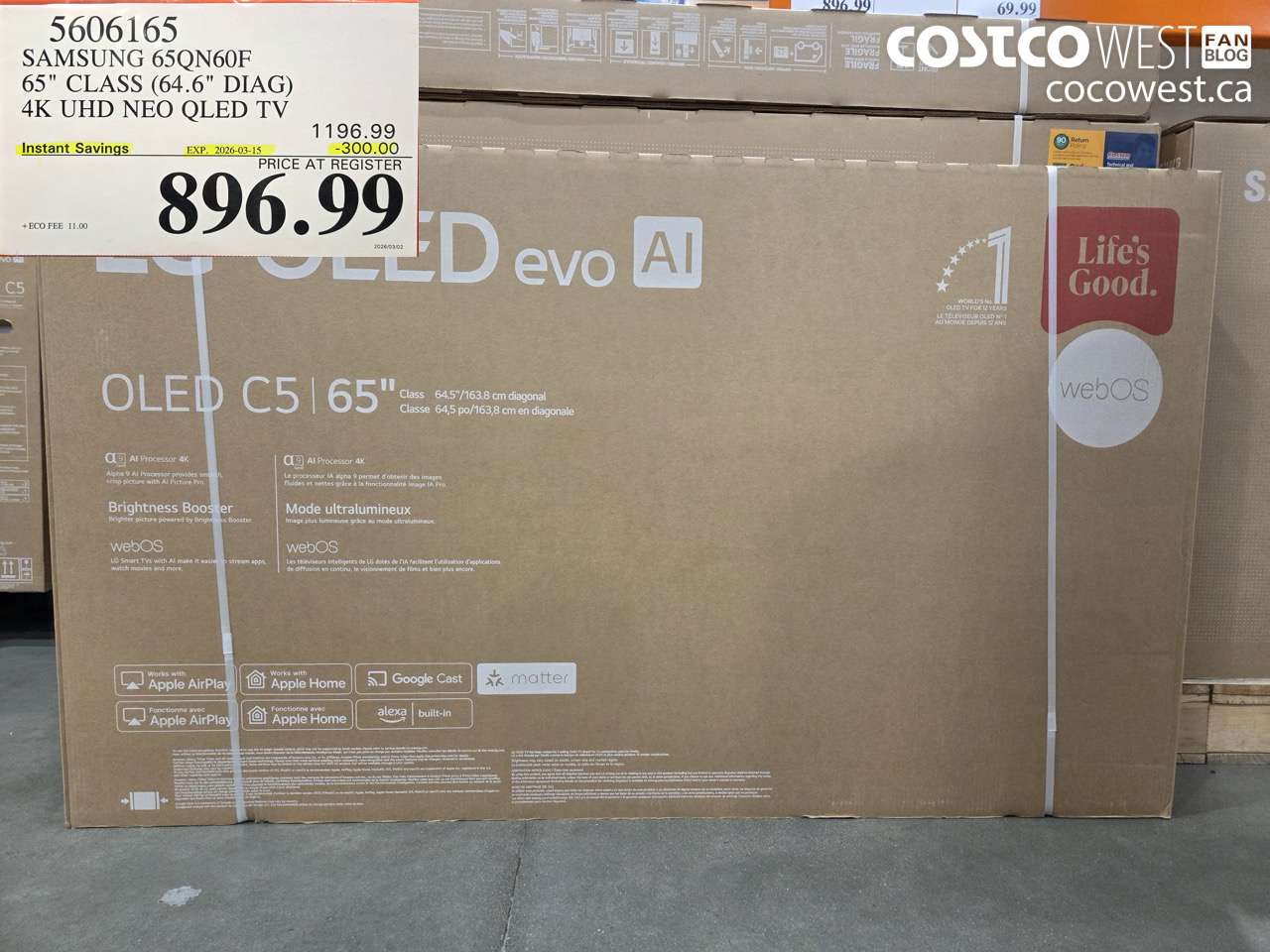 5606165 SAMSUNG 65QN60F 65 CLASS (64.6 DIAG) 4K UHD QLED TV ($300.00 INSTANT SAVINGS EXPIRES ON 2026-03-15) $896.99