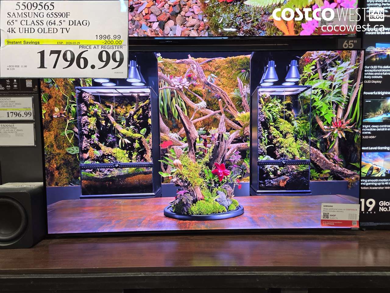 5509565 SAMSUNG 65S90F 65 CLASS (64.5 DIAG) 4K UHD OLED TV ($200.00 INSTANT SAVINGS EXPIRES ON 2026-03-29) $1796.99