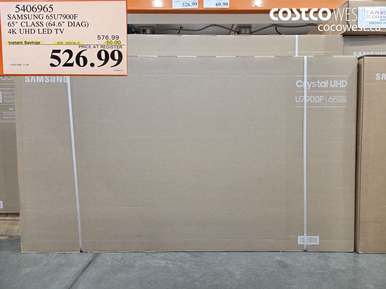 5406965 SAMSUNG 65U7900F 65 CLASS (64.6 DIAG) 4K UHD LED TV ($50.00 INSTANT SAVINGS EXPIRES ON 2026-04-12) $526.99