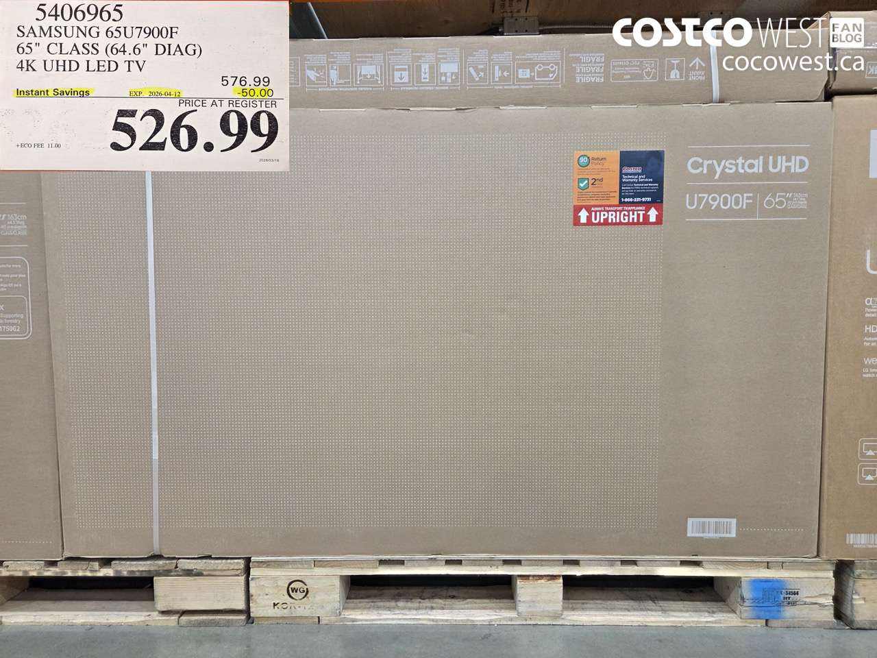 5406965 SAMSUNG 65U7900F 65 INCH CLASS (64.6 DIAG) 4K UHD LED TV ($50.00 INSTANT SAVINGS EXPIRES ON 2026-04-12) $526.99