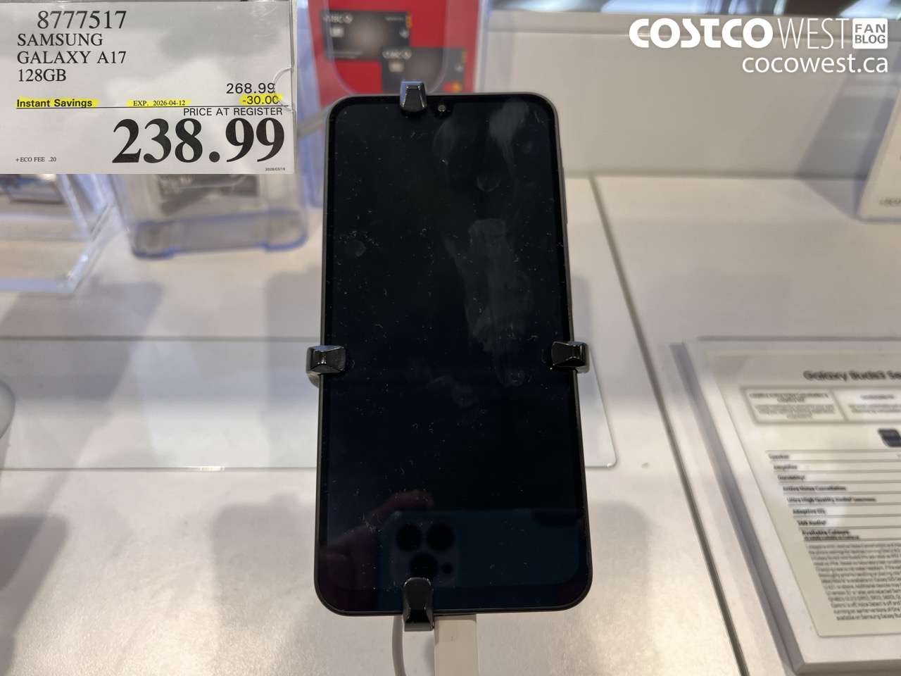 8777517 SAMSUNG GALAXY A17 128GB ($30.00 INSTANT SAVINGS EXPIRES ON 2026-04-12) $238.99