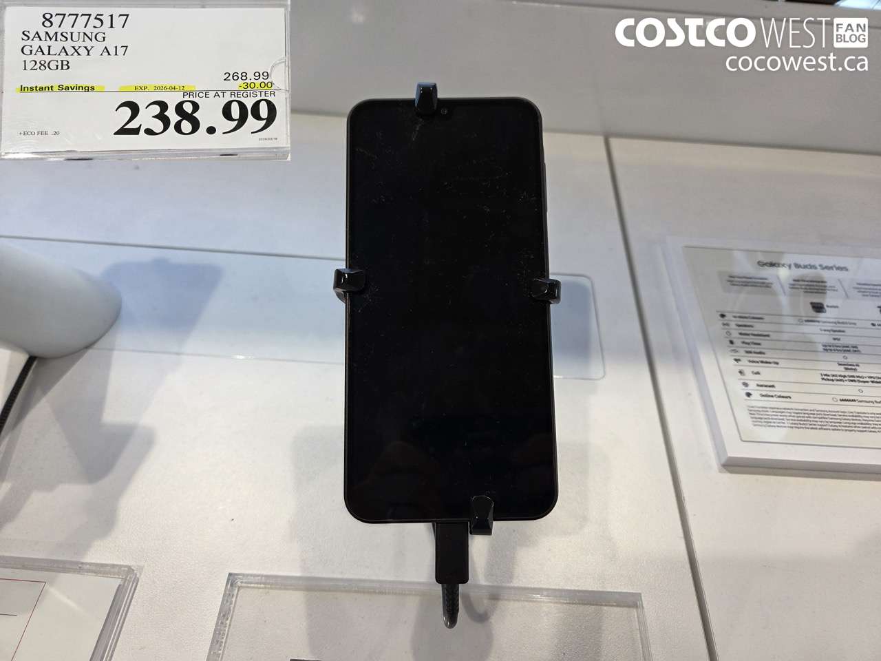 8777517 SAMSUNG GALAXY A17 128GB ($30.00 INSTANT SAVINGS EXPIRES ON 2026-04-12) $238.99