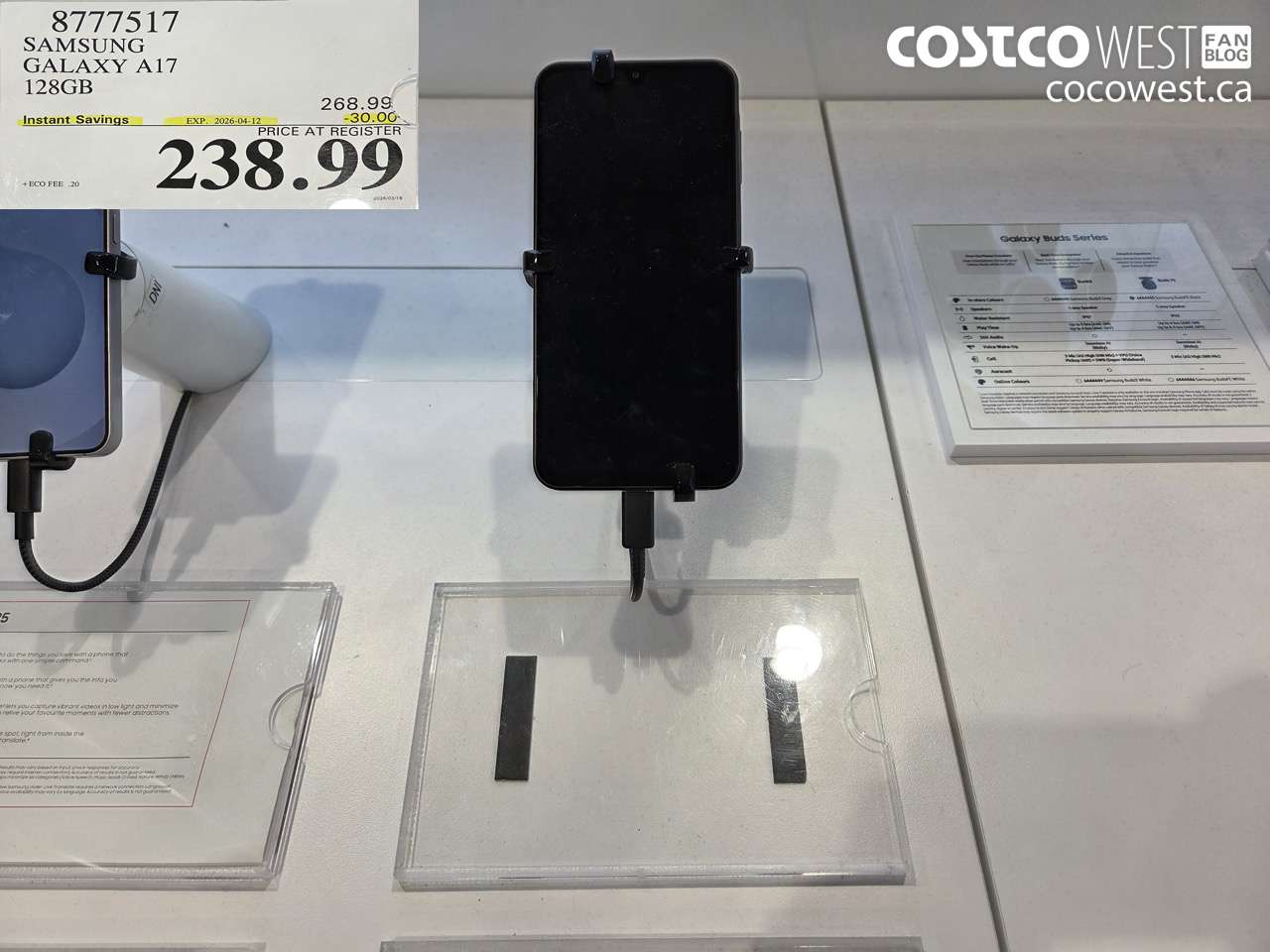 8777517 SAMSUNG GALAXY A17 128GB ($30.00 INSTANT SAVINGS EXPIRES ON 2026-04-12) $238.99