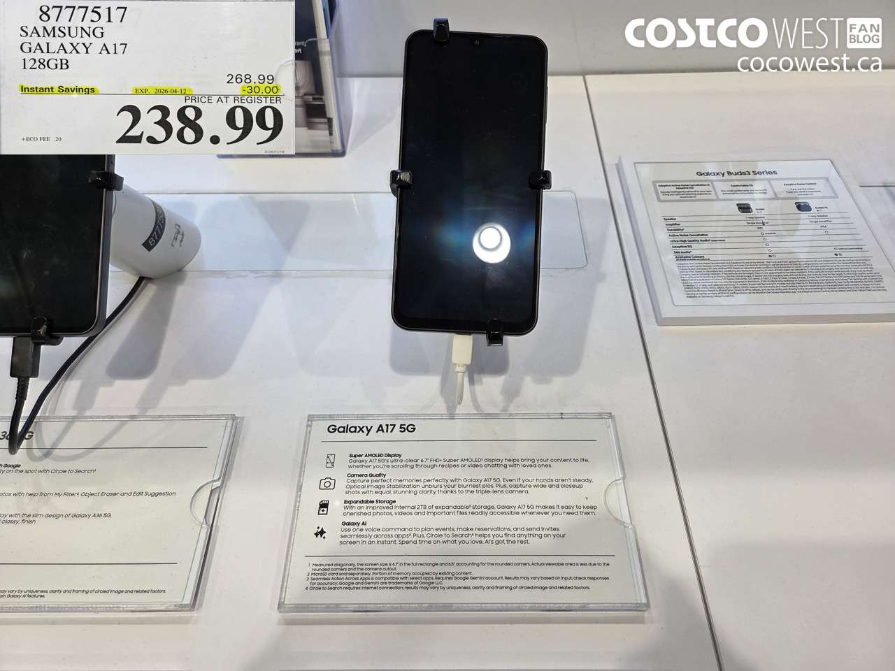 8777517 SAMSUNG GALAXY A17 128GB ($30.00 INSTANT SAVINGS EXPIRES ON 2026-04-12) $238.99