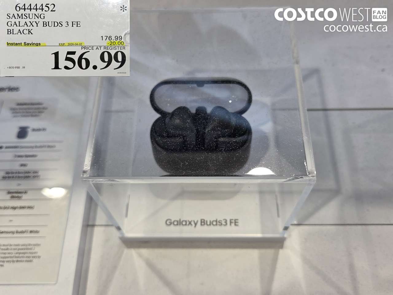 6444452 SAMSUNG GALAXY BUDS 3 FE BLACK ($20.00 INSTANT SAVINGS EXPIRES ON 2026-04-02) $156.99
