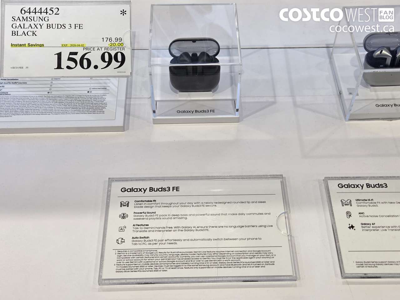 6444452 SAMSUNG GALAXY BUDS 3 FE BLACK ($20.00 INSTANT SAVINGS EXPIRES ON 2026-04-02) $156.99