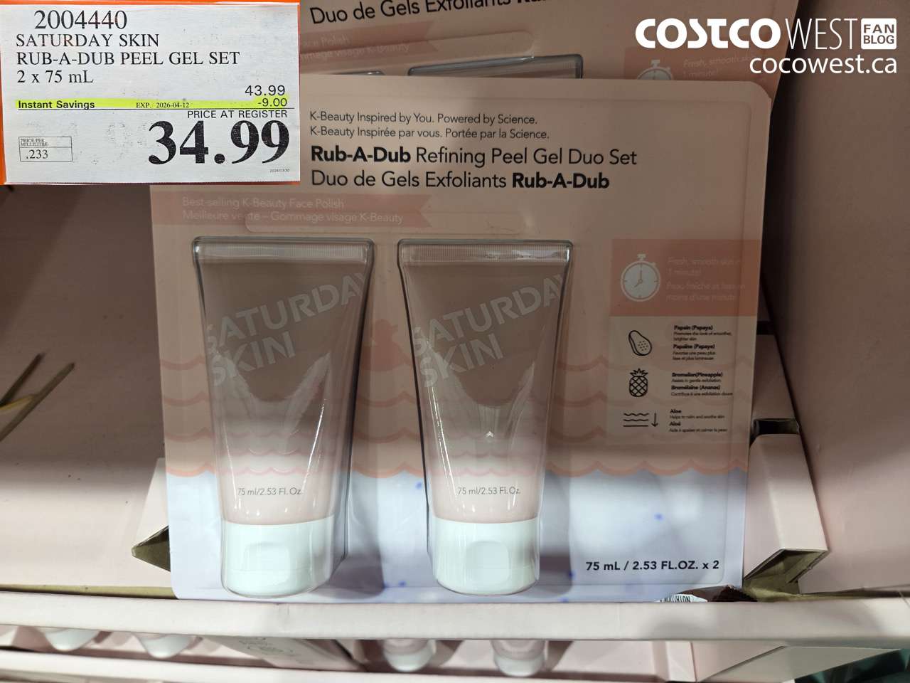 2004440 SATURDAY SKIN RUB-A-DUB PEEL GEL SET 2 X 75 ML ($9.00 INSTANT SAVINGS EXPIRES ON 2026-04-12) $34.99