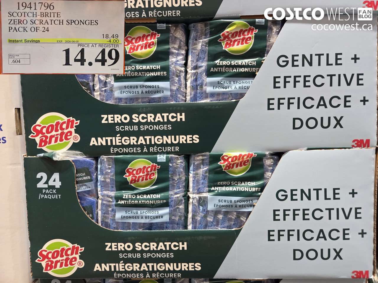 1941796 SCOTCH-BRITE ZERO SCRATCH SPONGES PACK OF 24 ($4.00 INSTANT SAVINGS EXPIRES ON 2026-04-05) $14.49