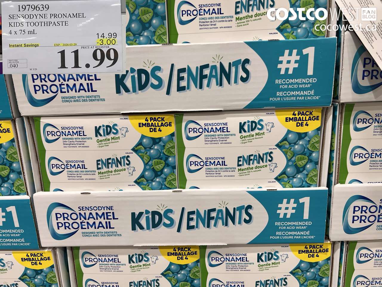 1979639 SENSODYNE PRONAMEL KIDS TOOTHPASTE 4 X 75 ML ($3.00 INSTANT SAVINGS EXPIRES ON 2026-03-29) $11.99