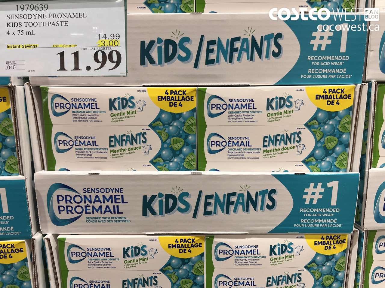 1979639 SENSODYNE PRONAMEL KIDS TOOTHPASTE 4 X 75 ML ($3.00 INSTANT SAVINGS EXPIRES ON 2026-03-29) $11.99