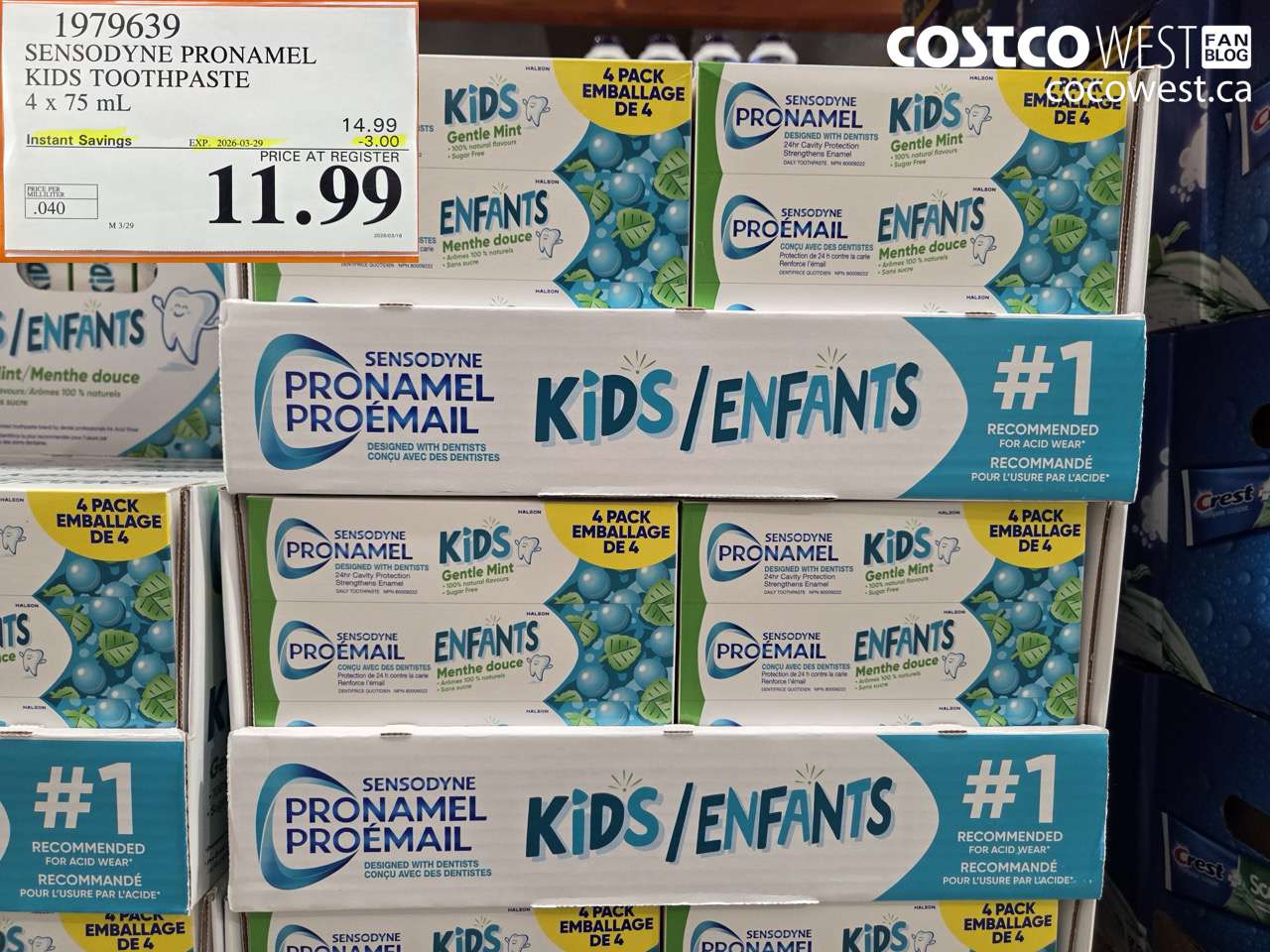1979639 SENSODYNE PRONAMEL KIDS TOOTHPASTE 4 x 75 mL ($3.00 INSTANT SAVINGS EXPIRES ON 2026-03-29) $11.99