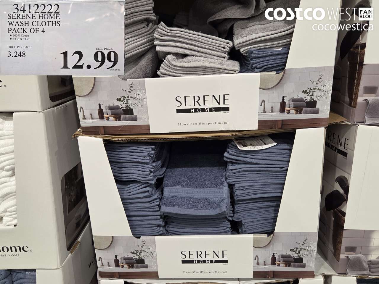 34112222 SERENE HOME WASH CLOTHS PACK OF 4 $12.99