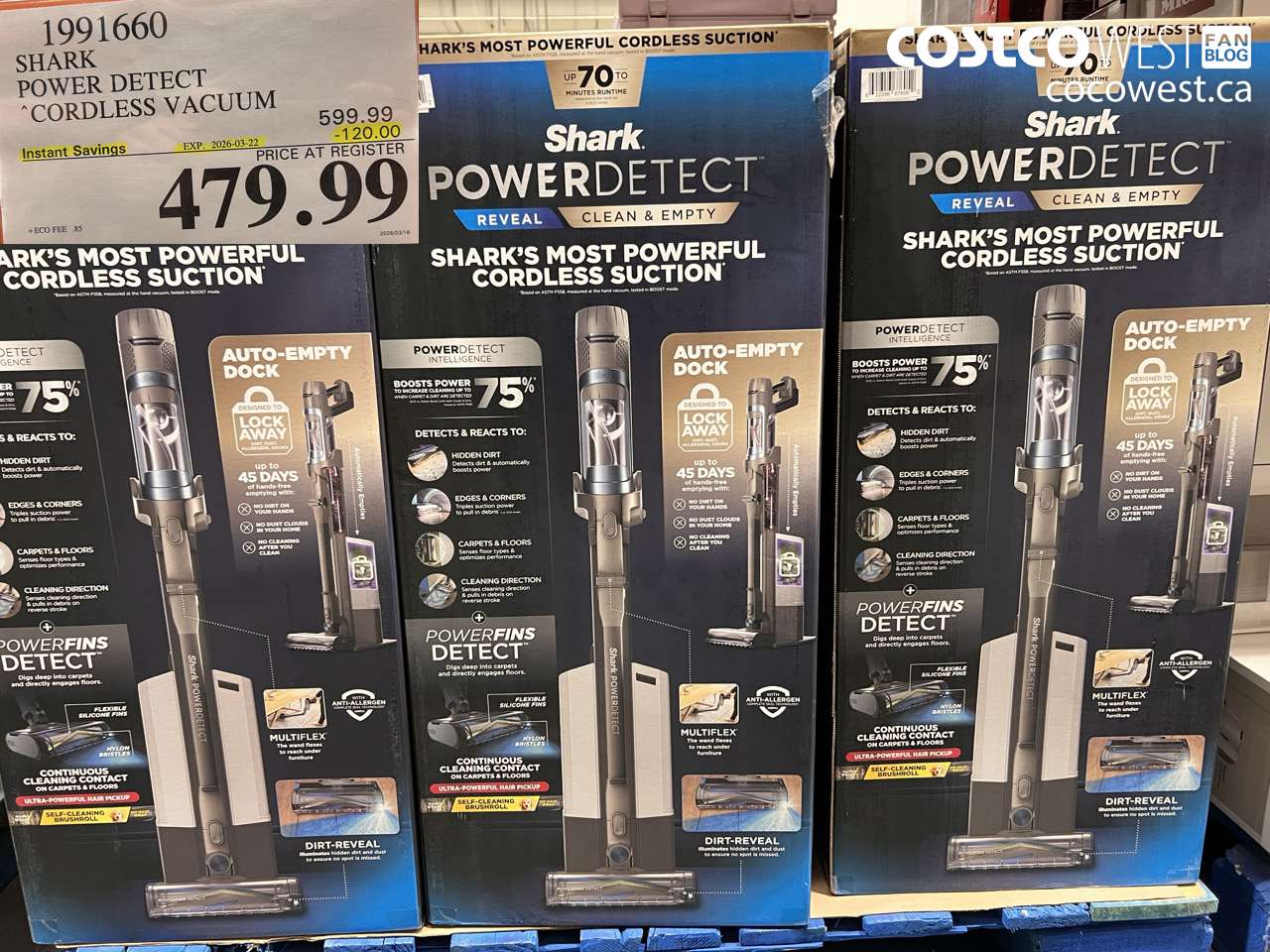 1991660 SHARK POWER DETECT CORDLESS VACUUM ($120.00 INSTANT SAVINGS EXPIRES ON 2026-03-22) $479.99