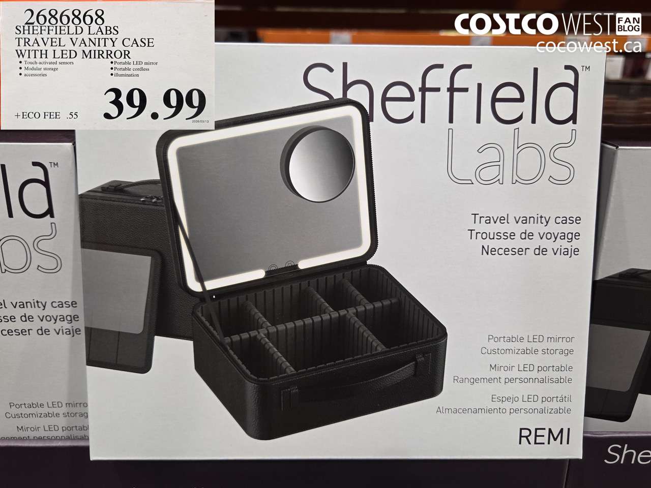 2686868 SHEFFIELD LABS TRAVEL VANITY CASE WITH LED MIRROR $39.99